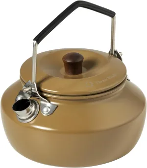 0.6 Liter Lightweight Stainless Steel Camping Kettle Portable Camp Tea Pot, Outdoor Campfire Use, Khaki
