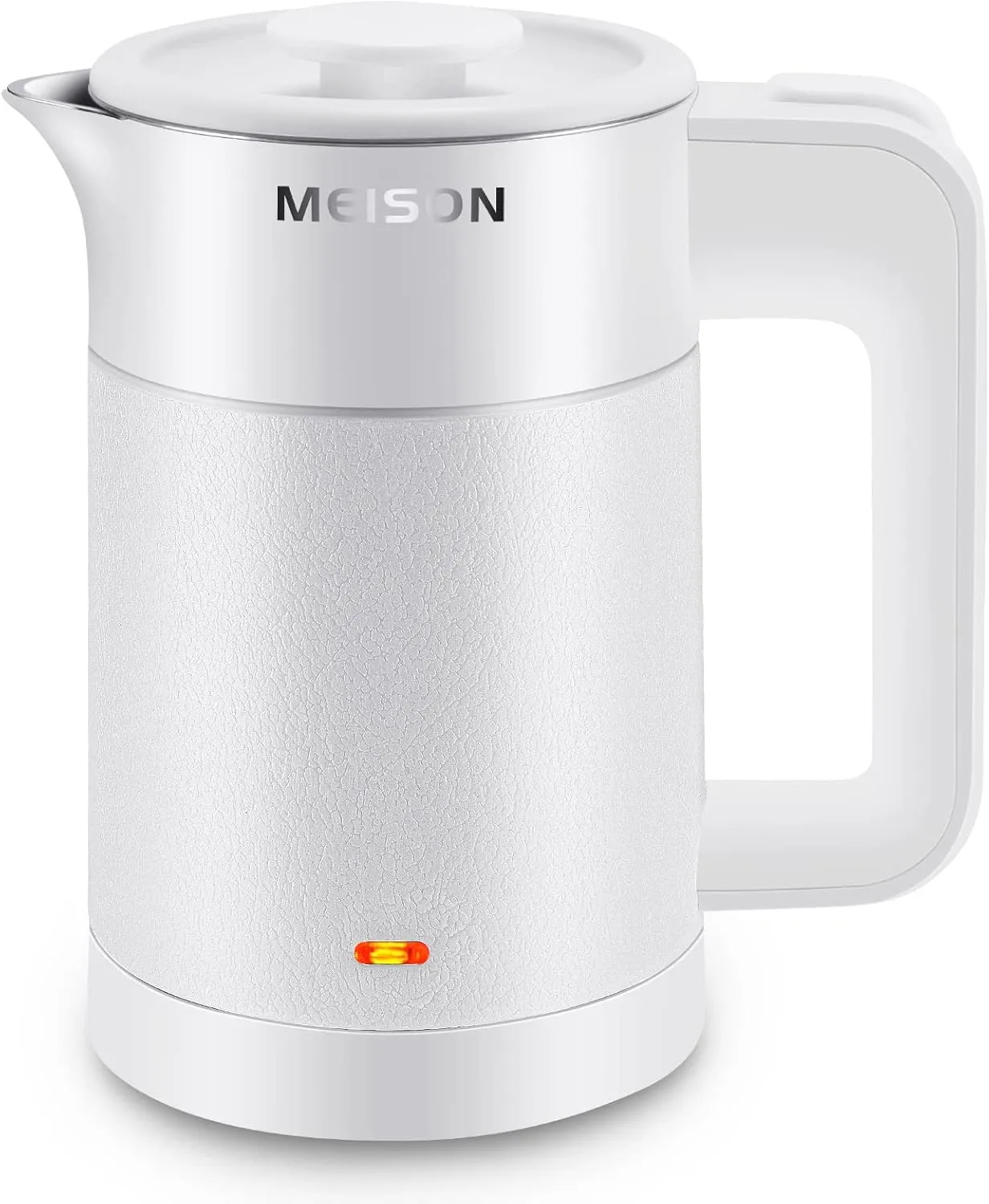 0.6L Small Electric Kettles Stainless Steel, Travel Mini Hot Water Boiler Heater, Double Wall Cool Touch Portable Teapot, Auto Shut-Off & Boil-Dry Protection, 120V/800W, 2 Year Warranty (white)