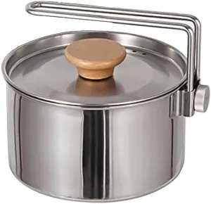 1 Liter Lightweight Stainless Steel Camping Kettle, Portable Outdoor Kettle, 304 Stainless Steel, Outdoor Cooking Pot With Detachable Handle For Hiking Picnics Travel Family Cooking
