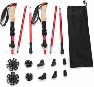 1 Pair Hiking Walking Sticks Trekking Poles Collapsible Lightweight Anti-Shock 7075 Aluminum Alloy