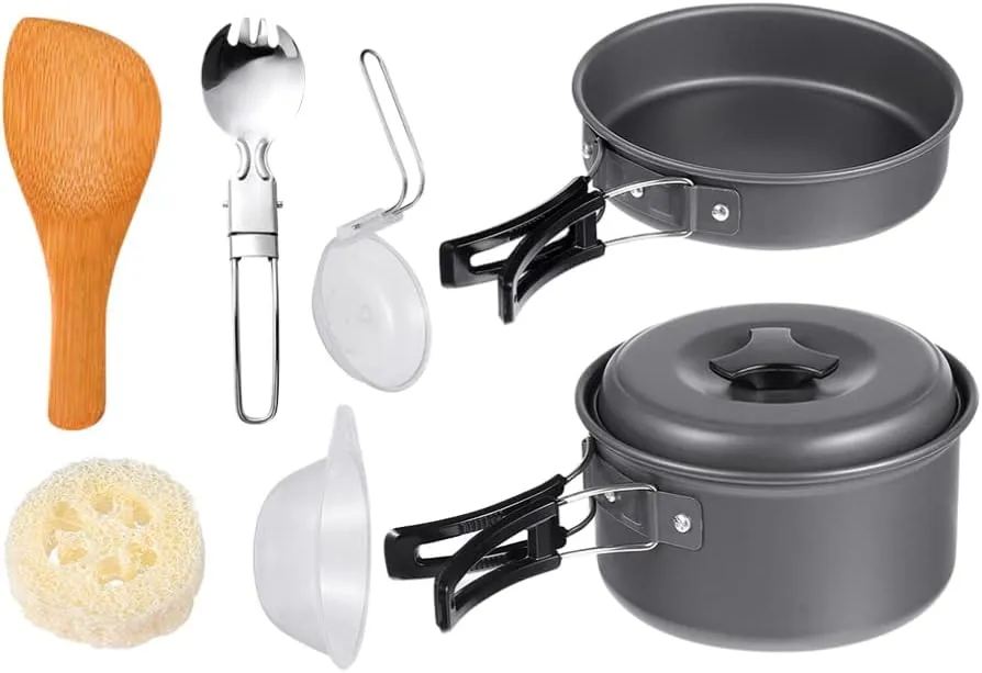 1 Set Outdoor Pot Portable Kettle for Travel Grill Utensils Camping Pan Outdoor Picnic Pot Camping Cookware Hiking Cookwares Cooking Pan Barbecue Tableware Aluminum Alloy