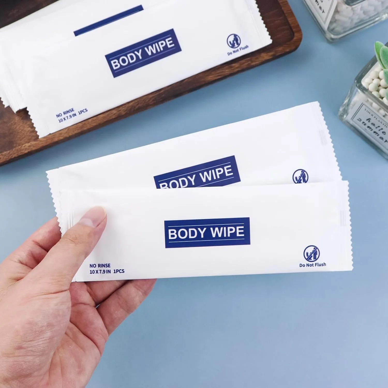 100 pcs Body Wet Wipes Individually Wrapped, Disposable Skin Cleansing Wipes, Individual Wrapped, Safe, Convenient, Lightweight, Aloe Vera for Butt, Hands, Face Cleaning, Daily Use