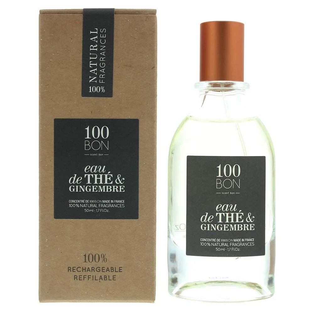 100BON Eau De The & Gingembre - Tea & Ginger Fragrance for Women & Men - Energizing Organic Sweet, Citrus & Spicy Notes - 100% Natural Concentrate Spray, 1.7 Fl Oz