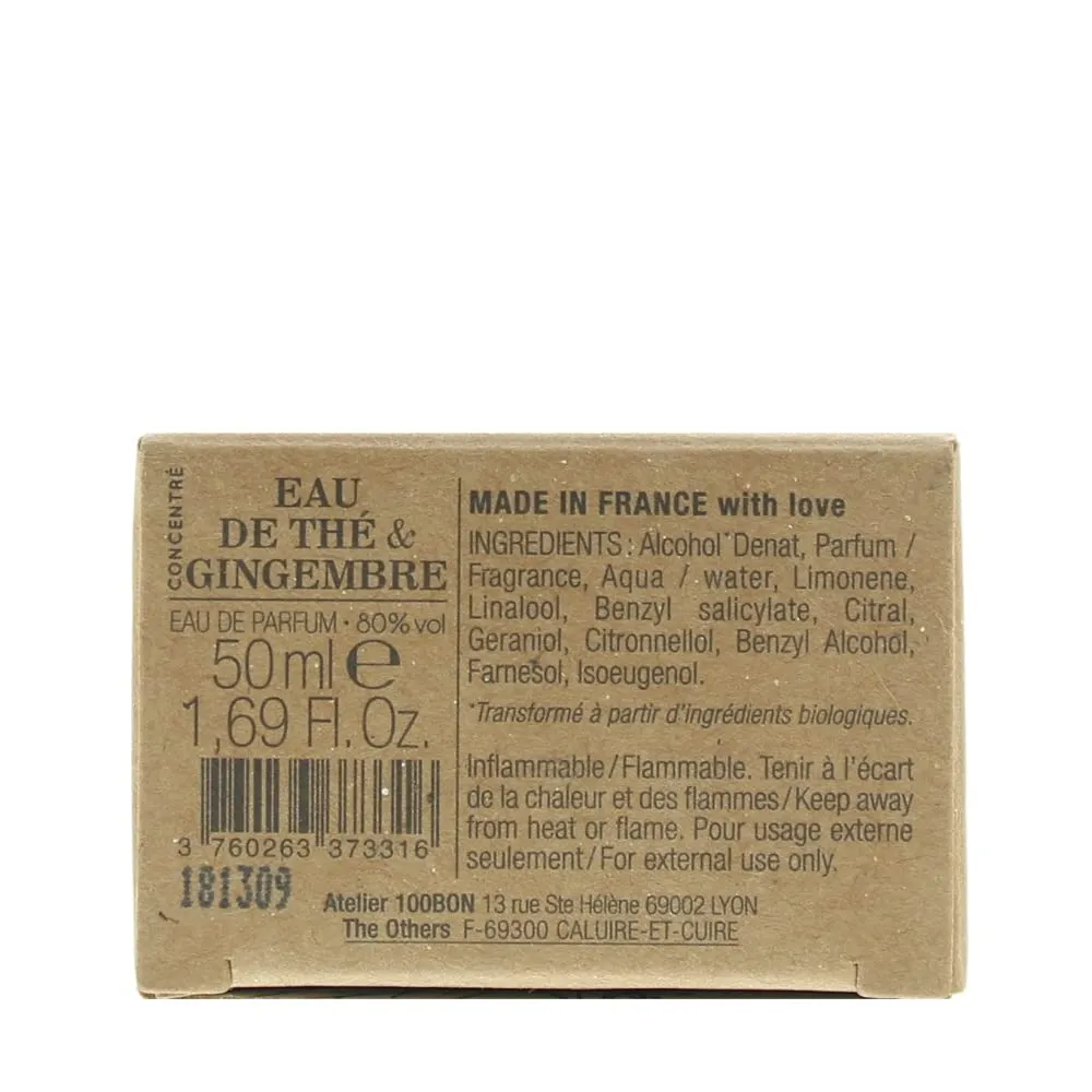 100BON Eau De The & Gingembre - Tea & Ginger Fragrance for Women & Men - Energizing Organic Sweet, Citrus & Spicy Notes - 100% Natural Concentrate Spray, 1.7 Fl Oz