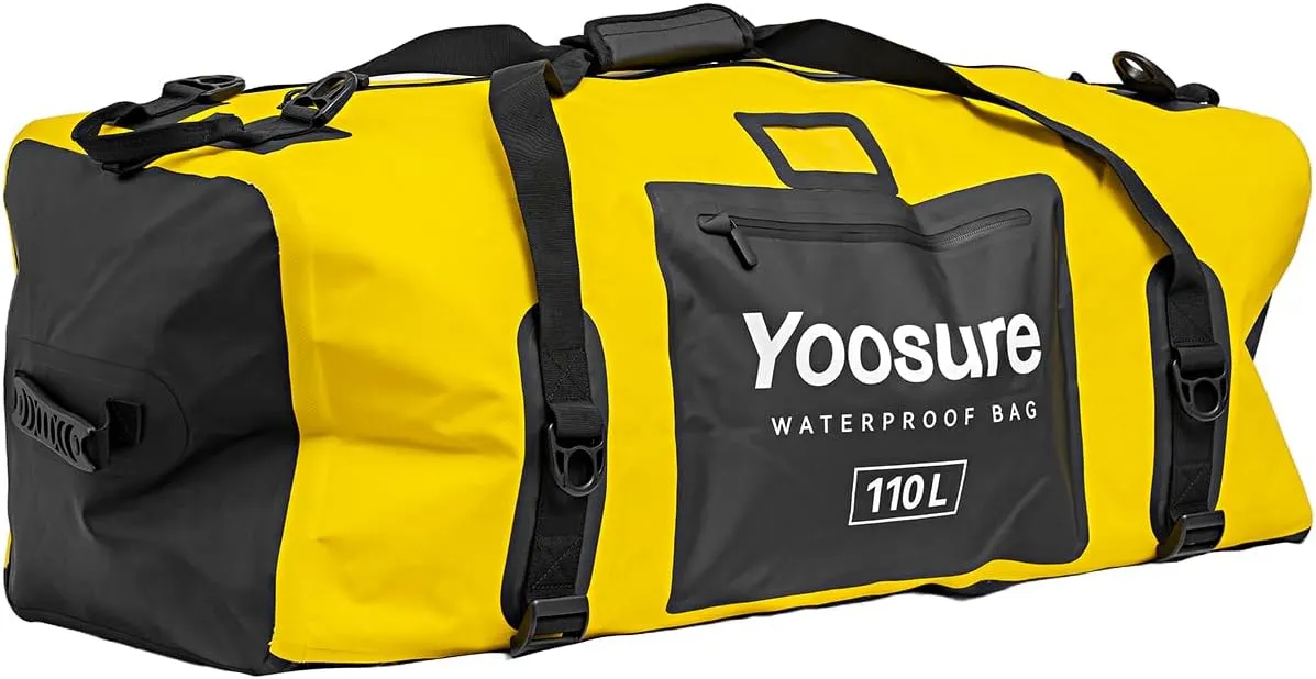 110L Waterproof Duffel Bag Dry Bags For Kayaking - Heavy Duty Camping Backpack With Air Seal Zipper Car Top Mount Motorcycle Motorcycling, Rafting, Boating, Sup, Kayaking Backpack - Yellow