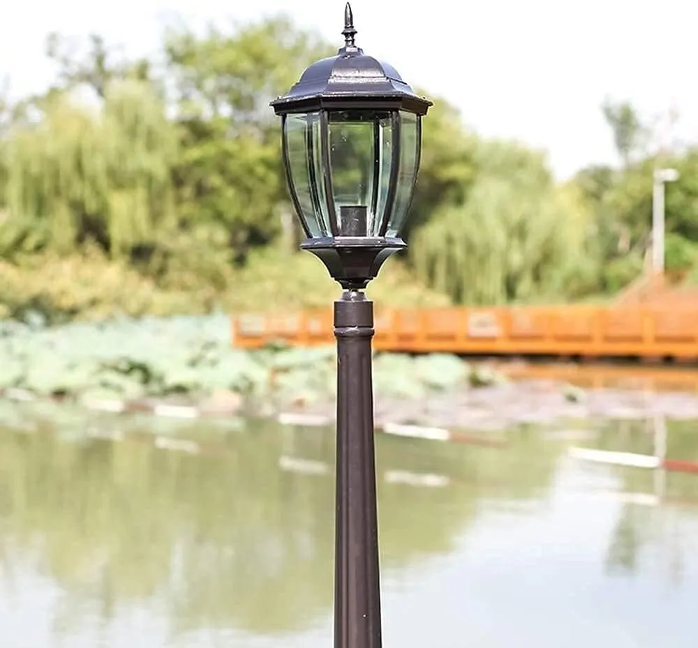 1.15M Pillar Lantern Style Outdoor Waterproof Lantern Post Traditional E27 Pillar Lights for Porch Walkway Pathway Courtyard Garden Stand Lamp(Color:Brass)