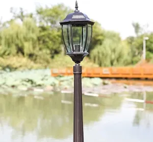 1.15M Pillar Lantern Style Outdoor Waterproof Lantern Post Traditional E27 Pillar Lights for Porch Walkway Pathway Courtyard Garden Stand Lamp(Color:Brass)