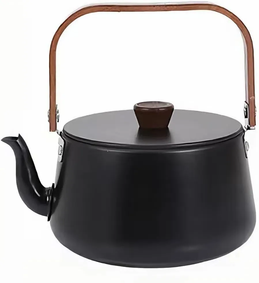 1.1L camping coffee pot, collapsible kettle,portable outdoor teapot, hard anodized aluminum, compact & light, suitable for stove top, bonfire, picnic & travel camping (grey)