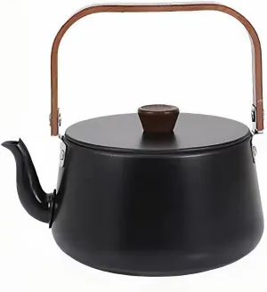 1.1L camping coffee pot, collapsible kettle,portable outdoor teapot, hard anodized aluminum, compact & light, suitable for stove top, bonfire, picnic & travel camping (grey)