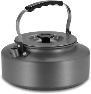 1.1L Camping Kettle, Aluminum Teapot, Portable Coffee Pot, Camping Picnic Stove Top, Compact Lightweight Water Kettle, with Mesh Bag for Bushcraft and Outdoor Campfire, Hiking (-H10021-16)