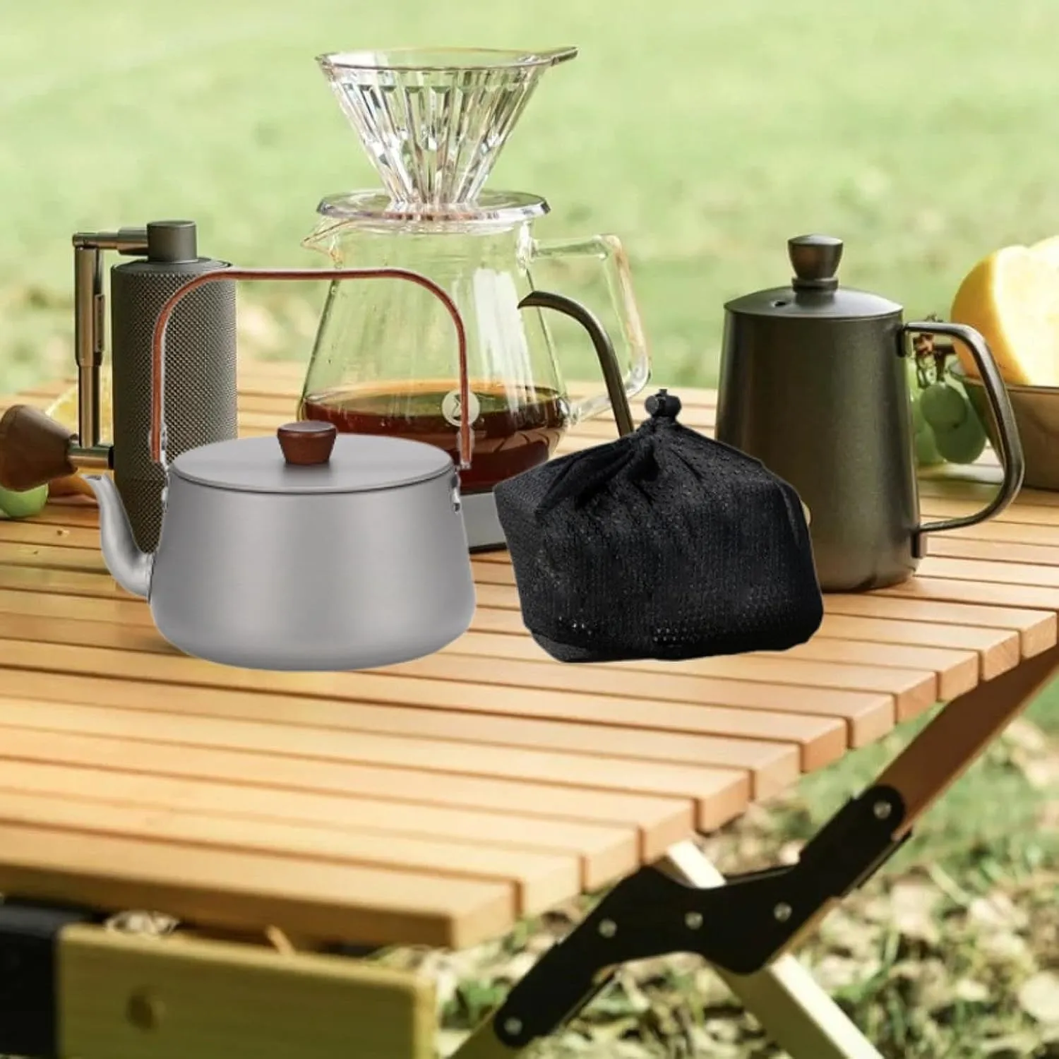 1.1L Camping Kettle for Boiling Water with Handle for Outdoor Use