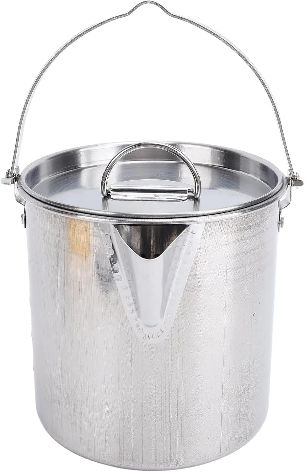 1.2L Camping Kettle, Stainless Steel Tea Pot, Double Layer Fast Boiling, Compact and Portable, Multifunctional, With Hanging Handle, for Outdoor Camping, Portable Water Kettle