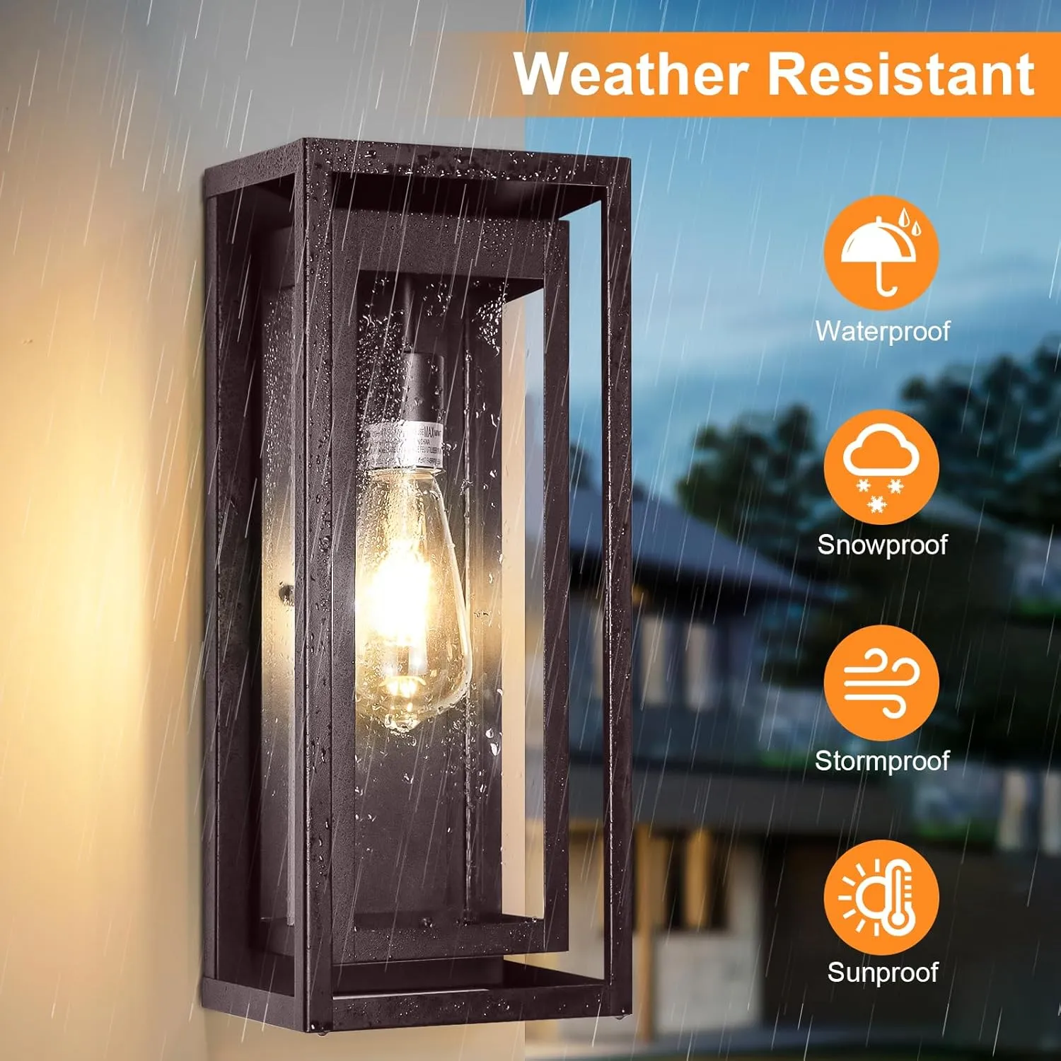 15" Large Oil Rubbed Bronze Outdoor Light Fixture, 2 Pack ORB Outdoor Sconces, Modern Waterproof Wall Lights with Clear Glass Shade for Front Door, Porch, Garage