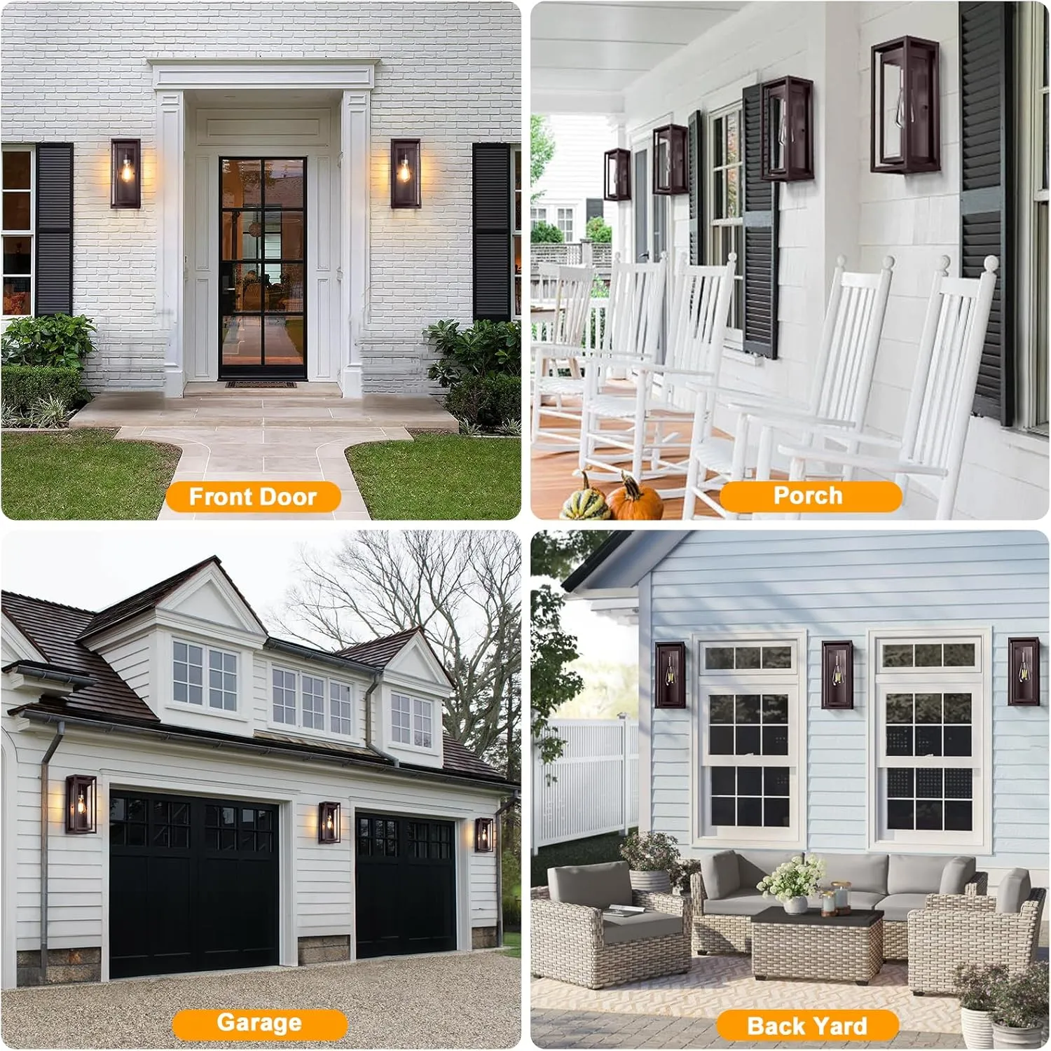 15" Large Oil Rubbed Bronze Outdoor Light Fixture, 2 Pack ORB Outdoor Sconces, Modern Waterproof Wall Lights with Clear Glass Shade for Front Door, Porch, Garage