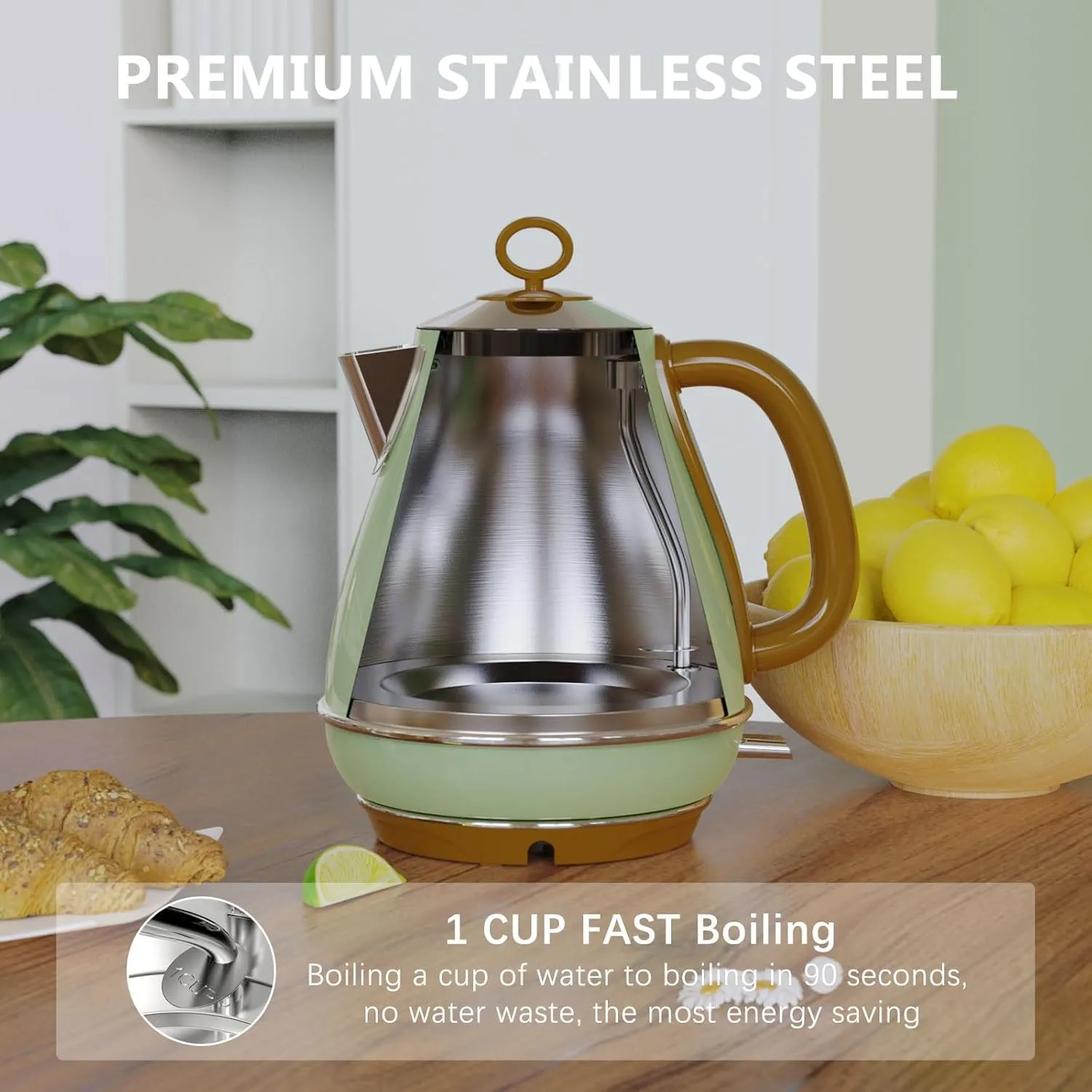 1.7L Electric Kettles, BPA Free Tea Kettle, Hot Water Boiler Heater, Stainless Steel Teapot, Auto Shut-Off & Boil-Dry Protection, 120V/1500W