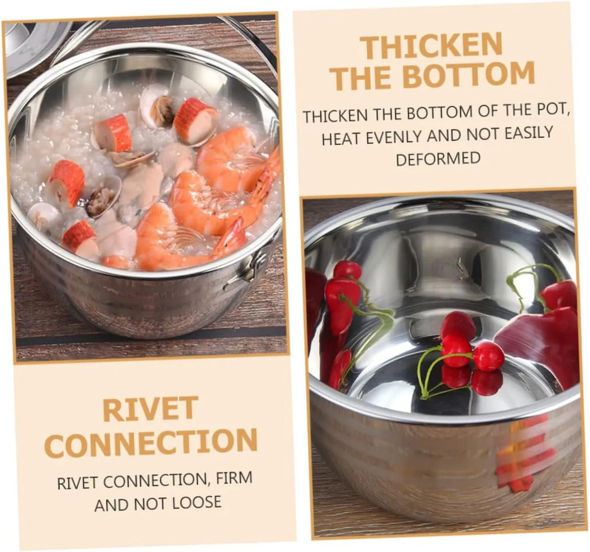 1pc Camping Pot Multi Portable Electric Kettle Induction Hob Pan Clear Non Soup Camp Kettle Stove Electric Cooking Pot Portable Kettle Stew Pot for Home Silver 201 Stainless Steel