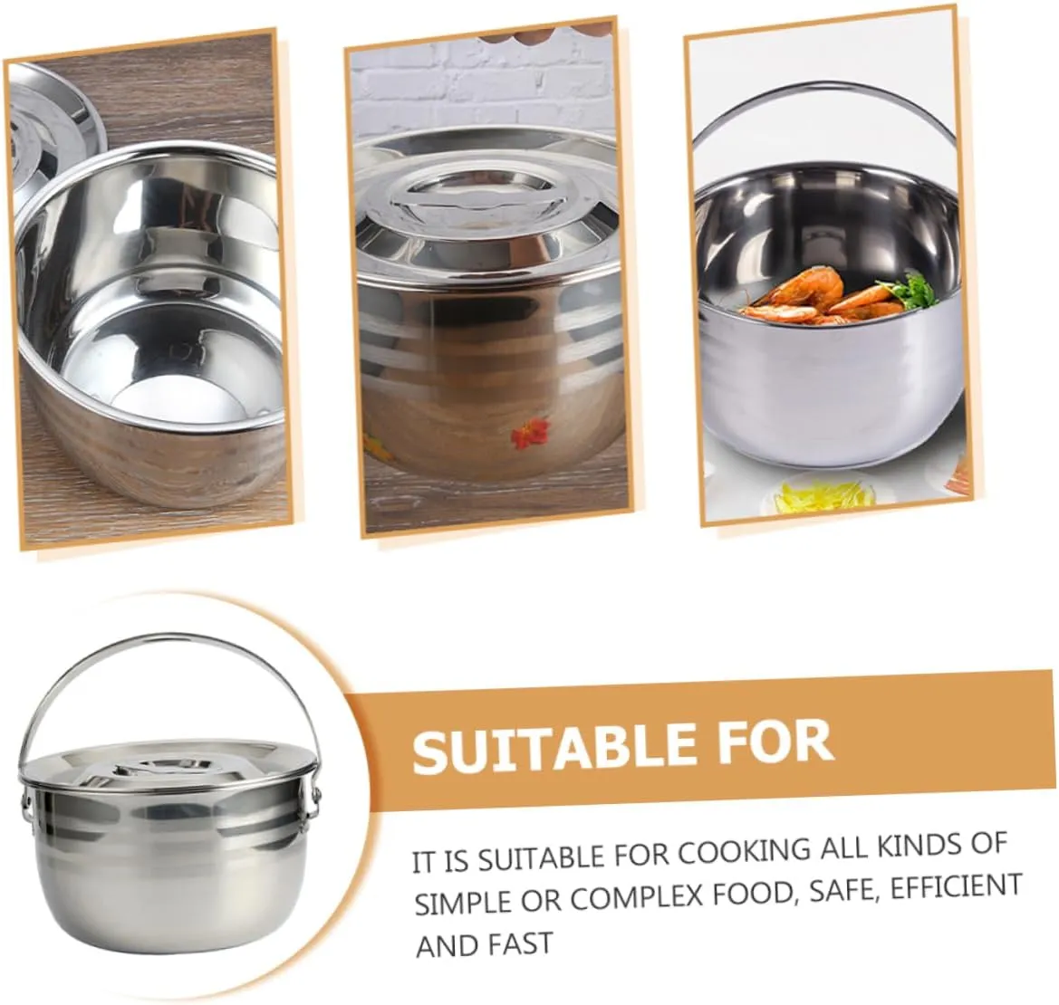 1pc Camping Pot Multi Portable Electric Kettle Induction Hob Pan Clear Non Soup Camp Kettle Stove Electric Cooking Pot Portable Kettle Stew Pot for Home Silver 201 Stainless Steel
