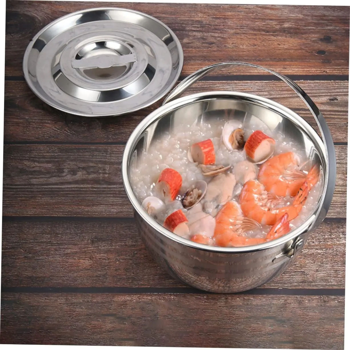 1pc Camping Pot Multi Portable Electric Kettle Induction Hob Pan Clear Non Soup Camp Kettle Stove Electric Cooking Pot Portable Kettle Stew Pot for Home Silver 201 Stainless Steel