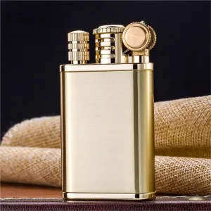 2 in 1 Oil Lighter, Vintage Lighter Permanent Matches, Cool Trench Brass Lighter, Reusable Waterproof Kerosene Lighter, Antique Kerosene Lighter Fluid refillable.(A)
