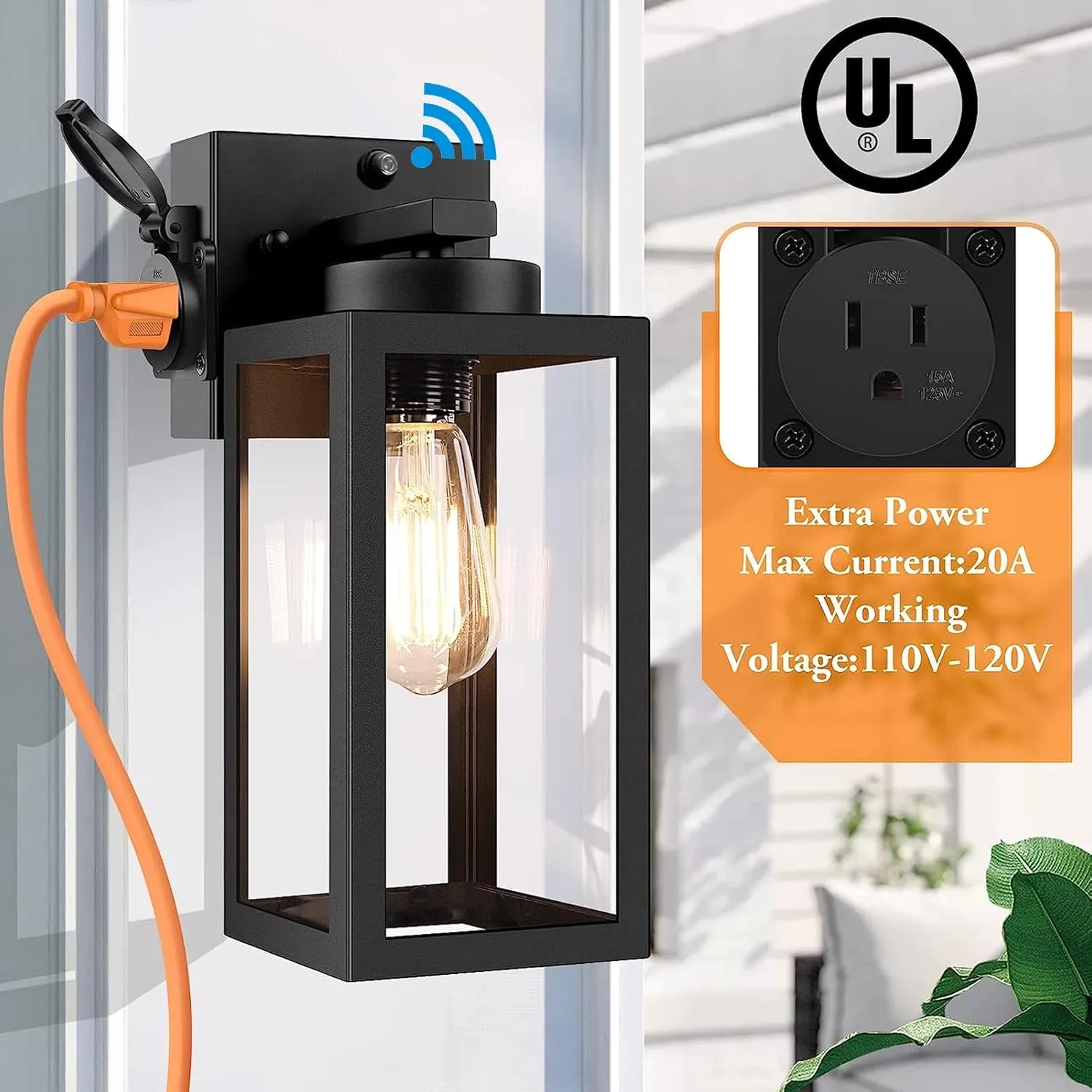 2-Pack Dusk to Dawn Outdoor Light Fixtures,Outdoor Wall Lights with Outlet Sensor,Black Exterior Porch Lights Waterproof Outdoor Wall Sconce,Outside Lights for House,Garage,Front Door