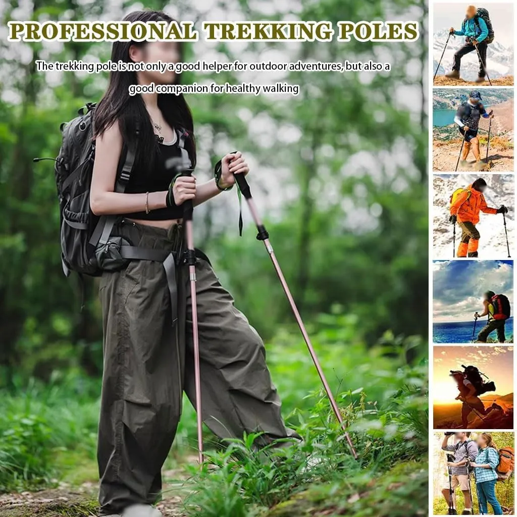2-Pack Lightweight Trekking Poles, 5-Section Folding, Aluminum Alloy, with Thickened Wrist Strap, for Men and Women