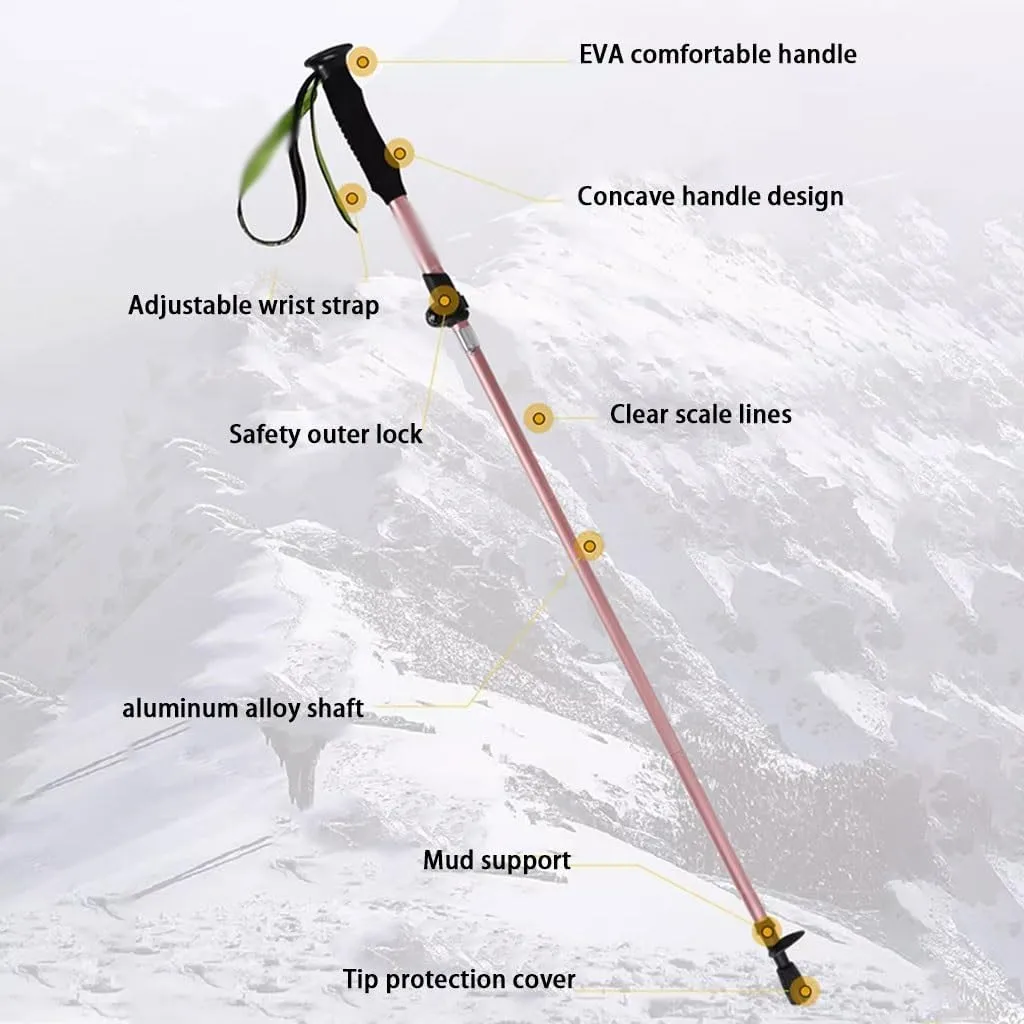 2-Pack Lightweight Trekking Poles, 5-Section Folding, Aluminum Alloy, with Thickened Wrist Strap, for Men and Women