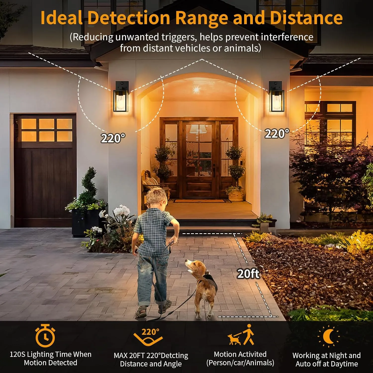 2 Pack Motion Sensor Outdoor Light Fixtures Wall Mount, Small Front Porch Lights for House, Exterior Wall Sconce, Black Waterproof Lantern Lamp,Outside Coach Light for Garage Entryway Yard