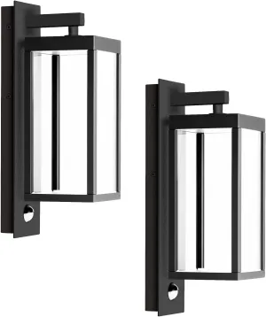 2 Pack Outdoor Wall Light Lantern with Motion Sensor LED Exterior Light Fixture IP54 Waterproof for House Garage Patio 3000K Anti-Rust Wall Mount Lamp,750LM