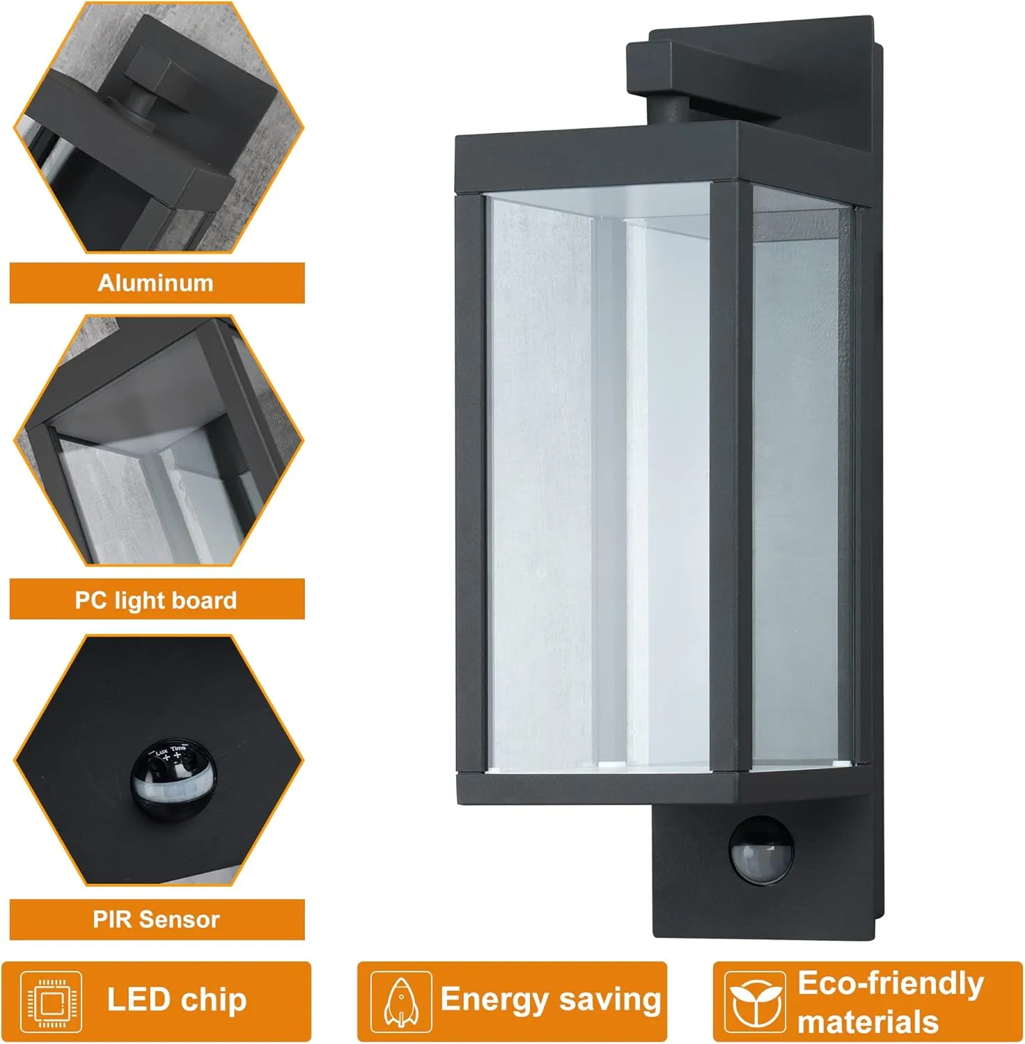 2 Pack Outdoor Wall Light Lantern with Motion Sensor LED Exterior Light Fixture IP54 Waterproof for House Garage Patio 3000K Anti-Rust Wall Mount Lamp,750LM