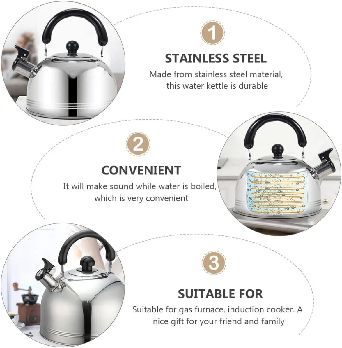 2 Pcs Whistle Pot Backpack Stove Camping Stove Camping Coffee Pot Camping Water Camping Kettle Camping Tea Kettle Backpacking Stove Tea Pot Stainless Steel(2L)