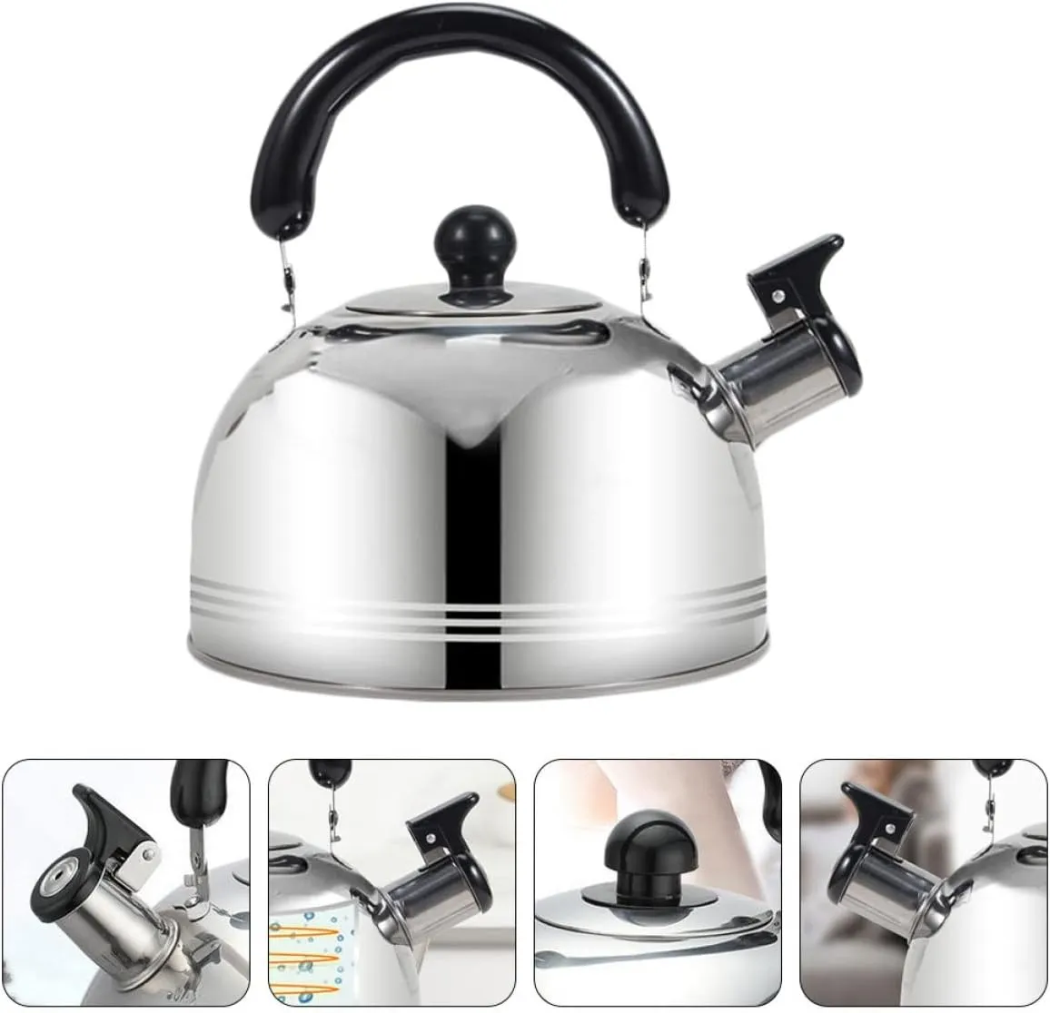 2 Pcs Whistle Pot Backpack Stove Camping Stove Camping Coffee Pot Camping Water Camping Kettle Camping Tea Kettle Backpacking Stove Tea Pot Stainless Steel(2L)
