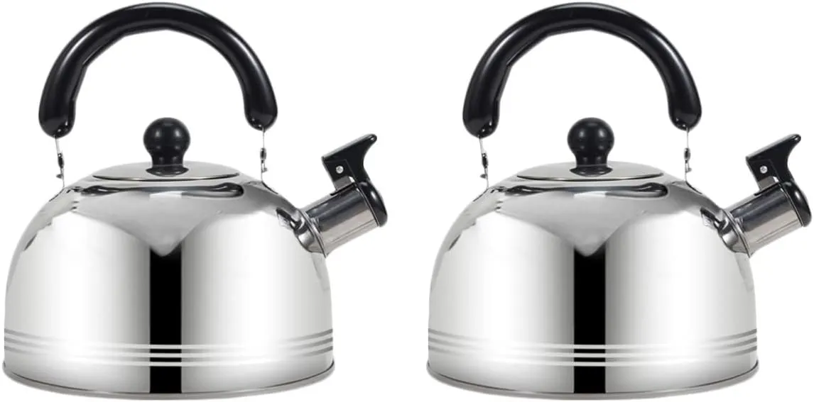 2 Pcs Whistle Pot Backpack Stove Camping Stove Camping Coffee Pot Camping Water Camping Kettle Camping Tea Kettle Backpacking Stove Tea Pot Stainless Steel(2L)