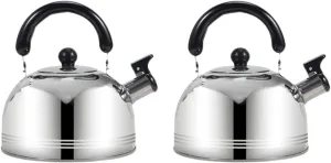 2 Pcs Whistle Pot Backpack Stove Camping Stove Camping Coffee Pot Camping Water Camping Kettle Camping Tea Kettle Backpacking Stove Tea Pot Stainless Steel(2L)
