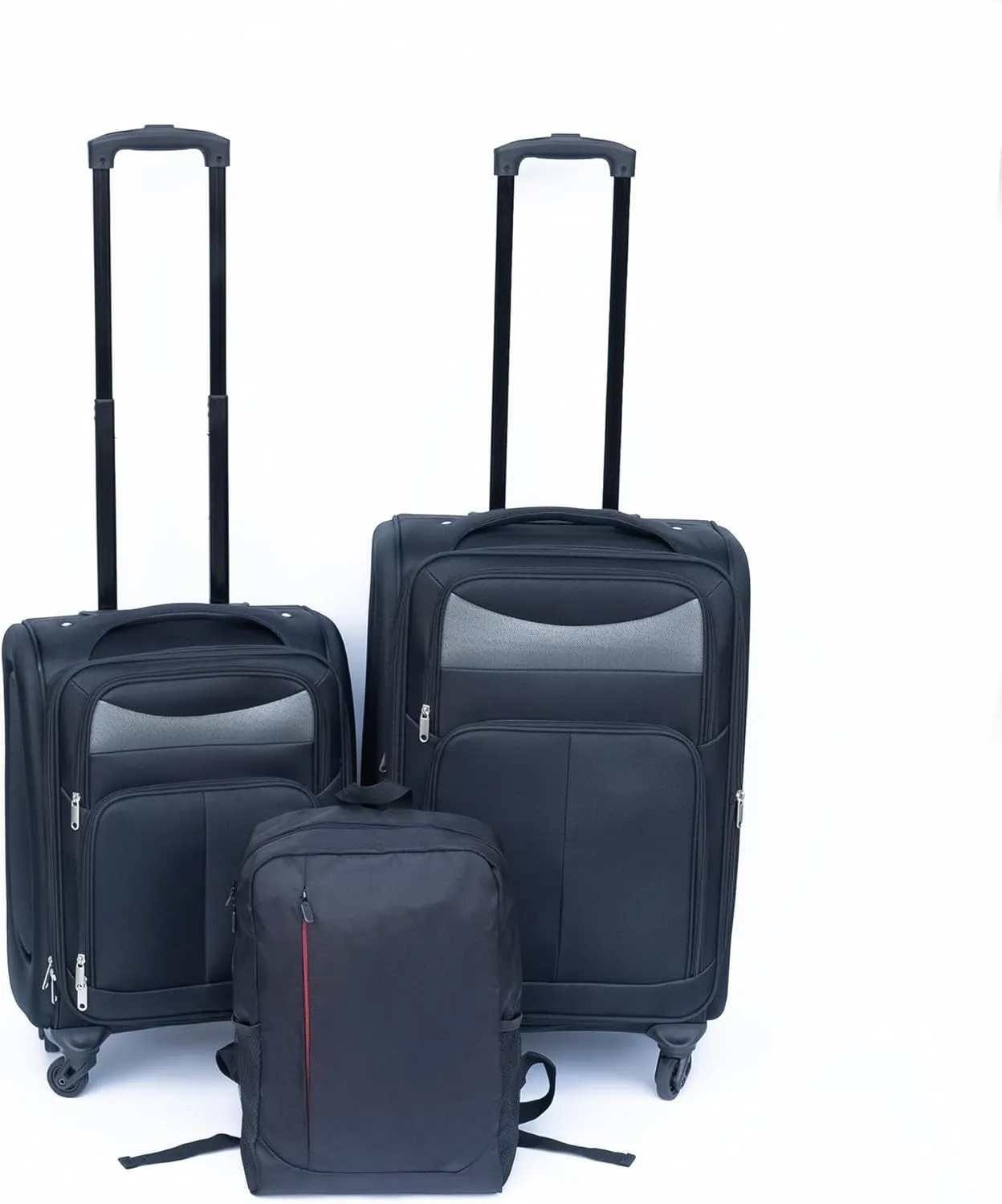 2-Piece Luggage Backpack Set with Ergonomic Handle and 360° Wheels, Waterproof Fabric, Black