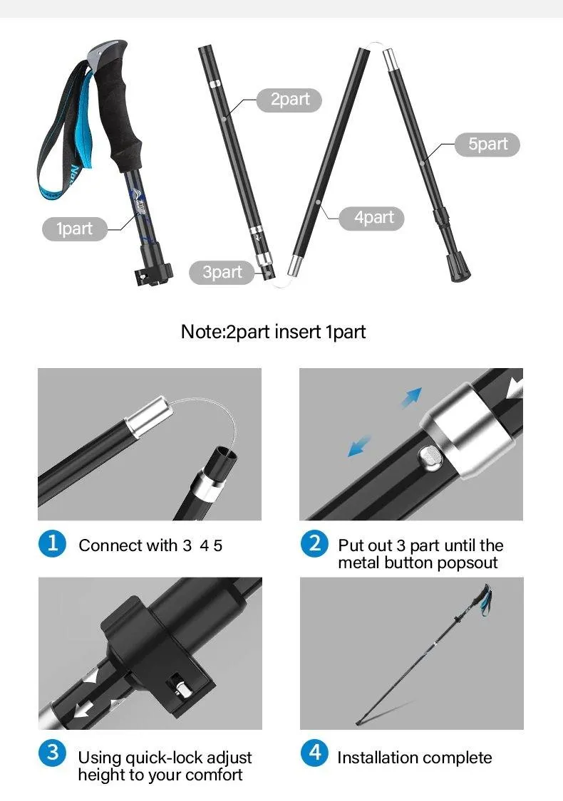 2 Piece Ultralight Trekking Poles Foldable