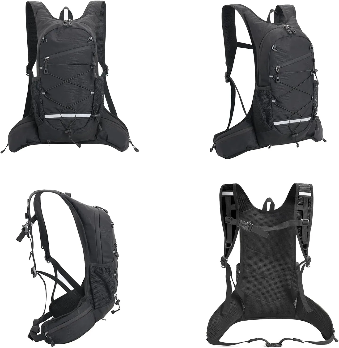 20L Small Outdoor Cycling Backpack for Men and Women, Lightweight Hiking, Motorcycle Backpacks，Sport, Bike Backpack, Camping, Leisure, Mountaineering Bag, Reflective Strip, Waterproof, Black.