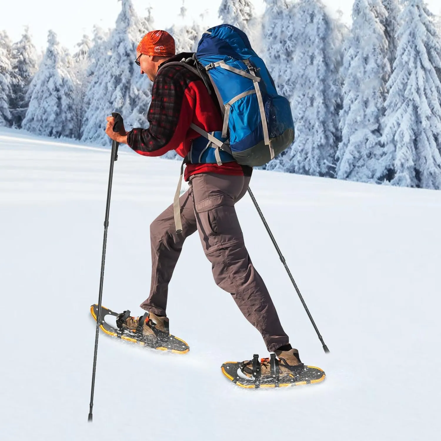 21/25 Inch Snowshoes, Snow Shoes Snowshoes & Trekking Poles Bundle for Men, Women, and Youth Durable All Terrain Snowshoes Set with Adjustable Binding & Carry Bag