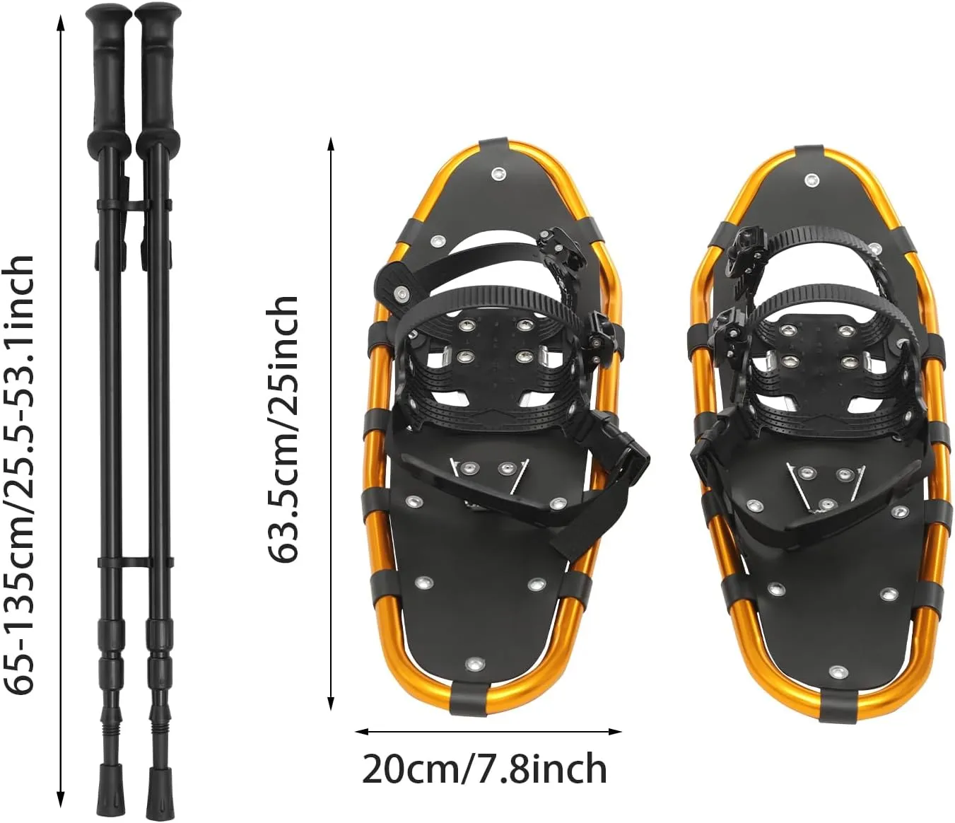 21/25 Inch Snowshoes, Snow Shoes Snowshoes & Trekking Poles Bundle for Men, Women, and Youth Durable All Terrain Snowshoes Set with Adjustable Binding & Carry Bag