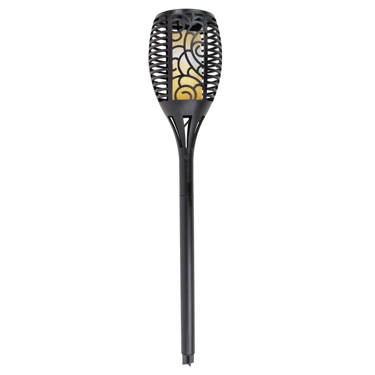 22.5" Black Solar Powered Flickering LED Lantern Garden Stake