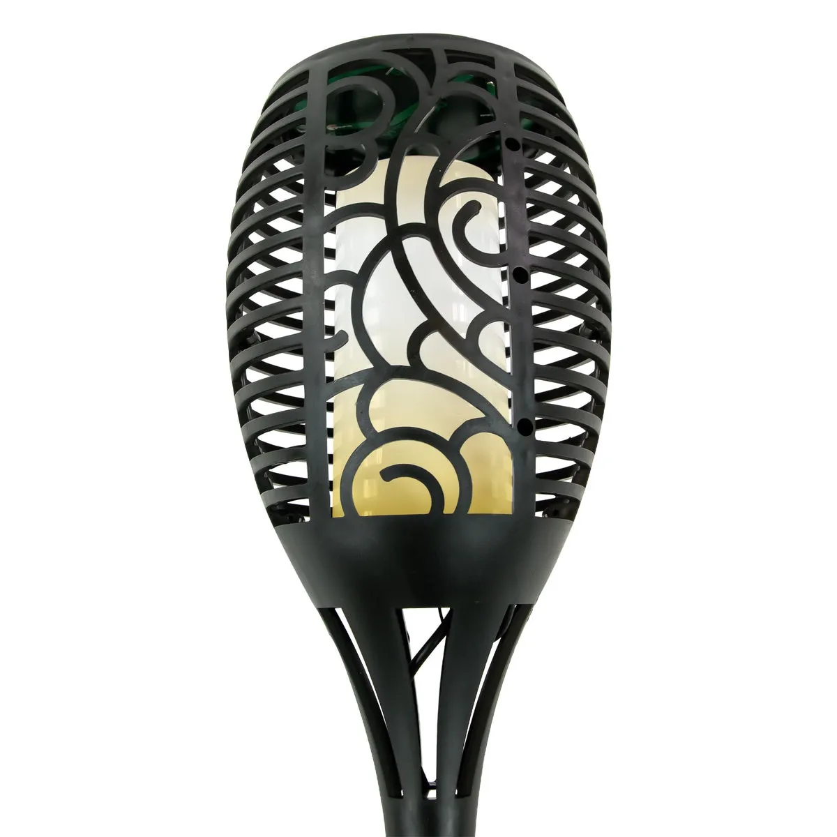 22.5" Black Solar Powered Flickering LED Lantern Garden Stake