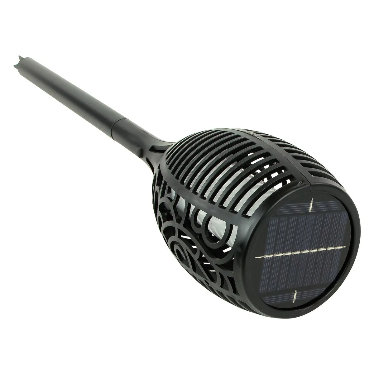 22.5" Black Solar Powered Flickering LED Lantern Garden Stake