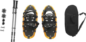 25" Lightweight Snow Shoes - Aluminum Frame Snow Shoes for Mens and Women with Adjustable Trekking Poles and Carrying Tote Bag, All-Terrain Snowshoes for Ski Resorts and Outdoor Skiing (Gold)