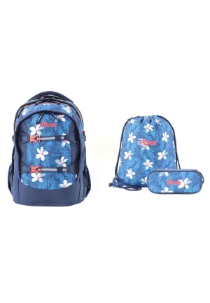 2be  Schoolbag / Laptop Backpack / With Gym Bag and Pencil Case Blue