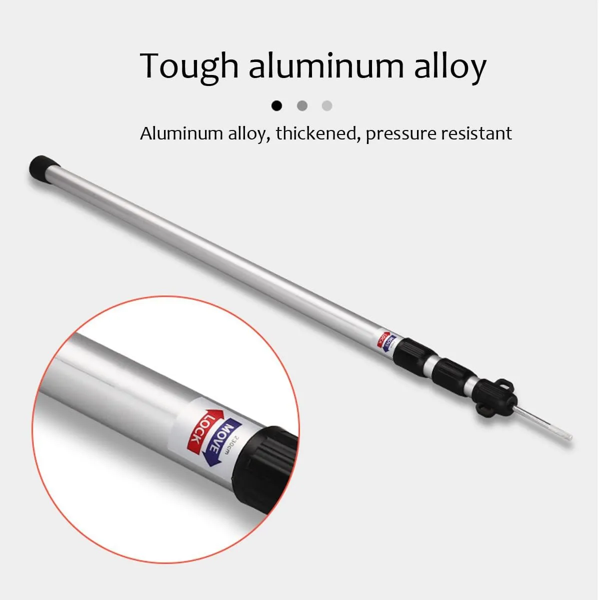 2pcs Camping Tent Poles, 95-234cm Telescoping Pole Adjustable, Thicken Aluminum Alloy Tarp Poles Support Rods Beach Shelter Tarp Awning Pole for Hiking Camping, Black