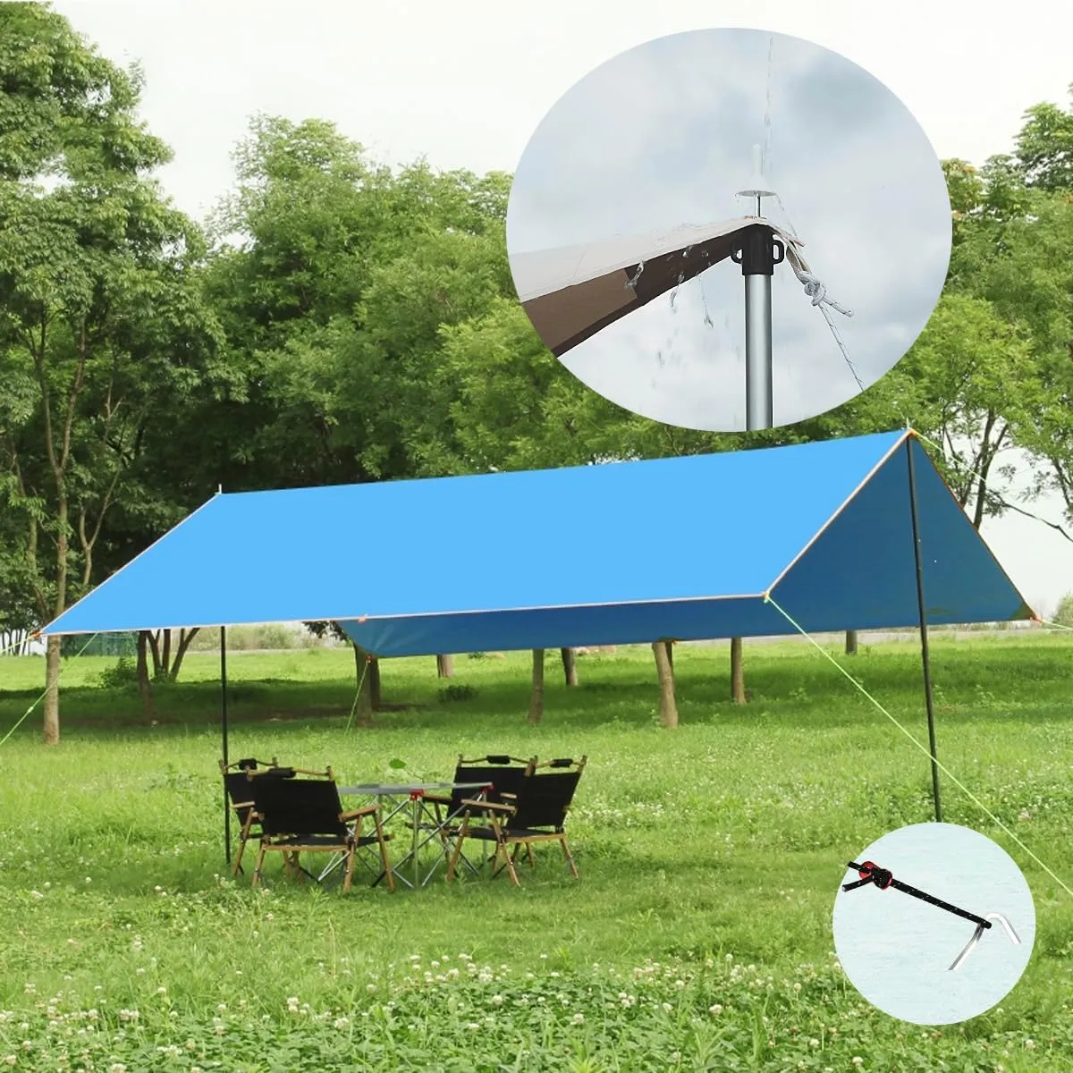 2pcs Camping Tent Poles, 95-234cm Telescoping Pole Adjustable, Thicken Aluminum Alloy Tarp Poles Support Rods Beach Shelter Tarp Awning Pole for Hiking Camping, Black