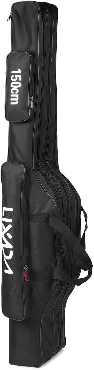 3 Layers Fishing Pole Bag Portable Folding Rod Carry Case Fishing Reel Tackle Storage Bag Case