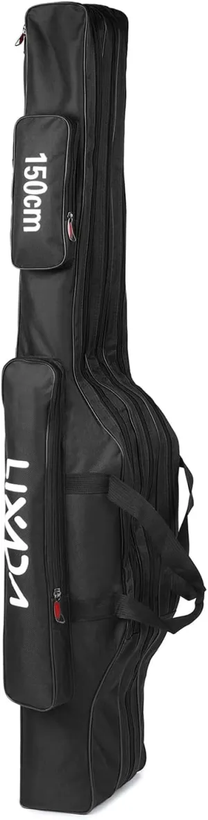 3 Layers Fishing Pole Bag Portable Folding Rod Carry Case Fishing Reel Tackle Storage Bag Case