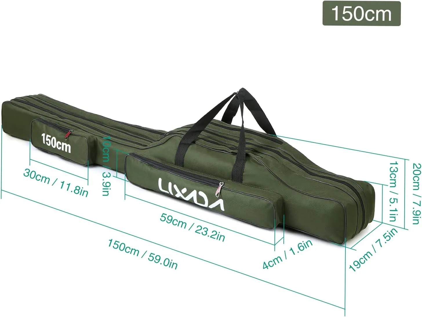 3 Layers Fishing Pole Bag Portable Folding Rod Carry Case Fishing Reel Tackle Storage Bag Case