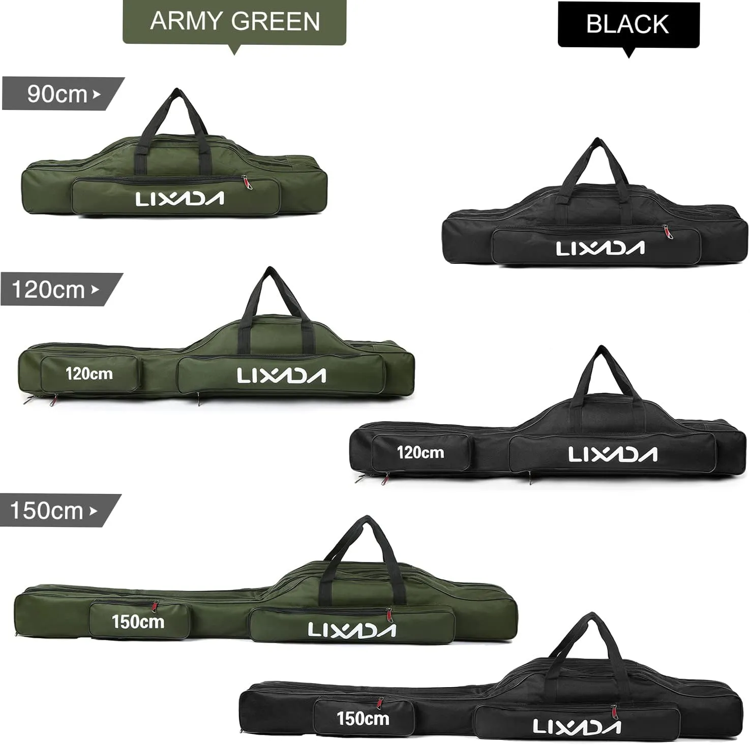3 Layers Fishing Pole Bag Portable Folding Rod Carry Case Fishing Reel Tackle Storage Bag Case
