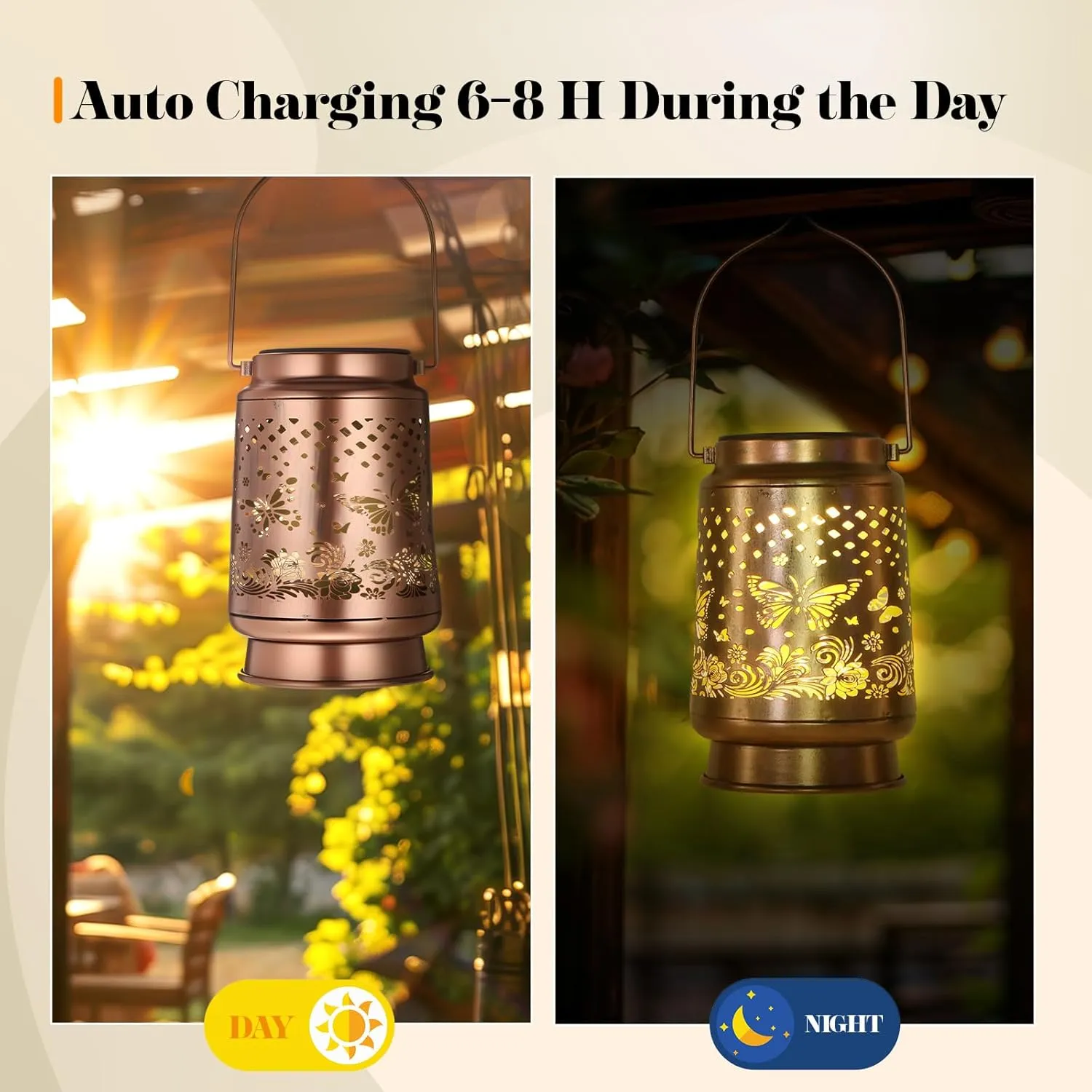 3 Pack Solar Lanterns Outdoor Waterproof Hanging Lights, Fathers Day Gifts Metal LED Lanterns Gifts for Women Garden Patio Yard Lawn Backyard Porch (Hummingbird, Butterfly, Dragonfly)